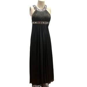 Xscape Black Gown with Jewel Accents size 4